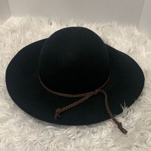 CHARLOTTE Russe  wool black hat braided brown band women’s OSFM